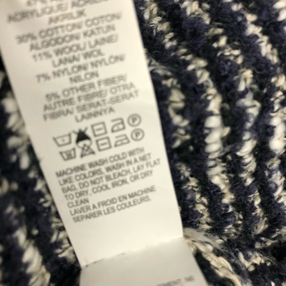 Lucky Brand Knit‎ Cardigan Sweater Women's Size L Open Front Textured Navy Cream - Picture 4 of 6